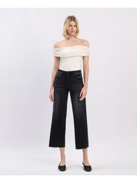 Raw Hem Crop Slim Wide Jeans