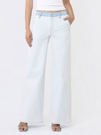 Contrast Waistband Stripe Jean-Castle Rock