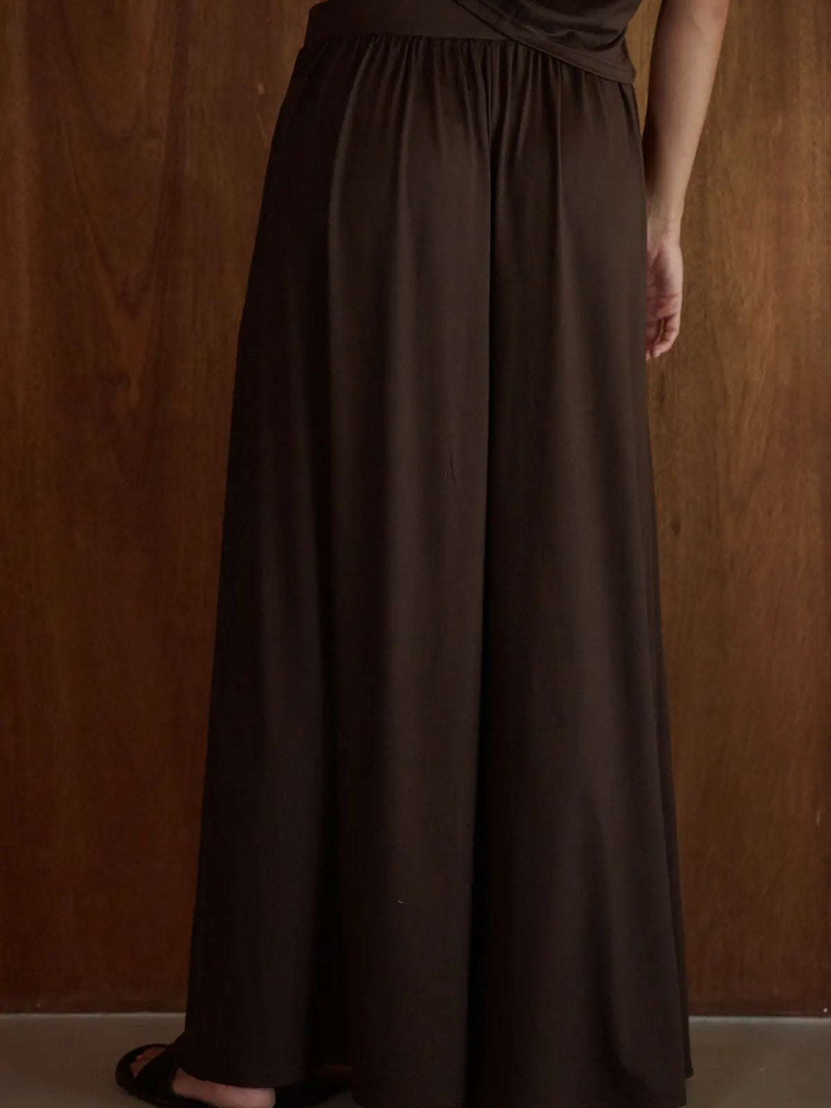 Knit Palazzo Pant-Chocolate