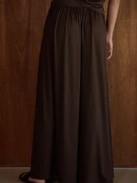 Knit Palazzo Pant-Chocolate