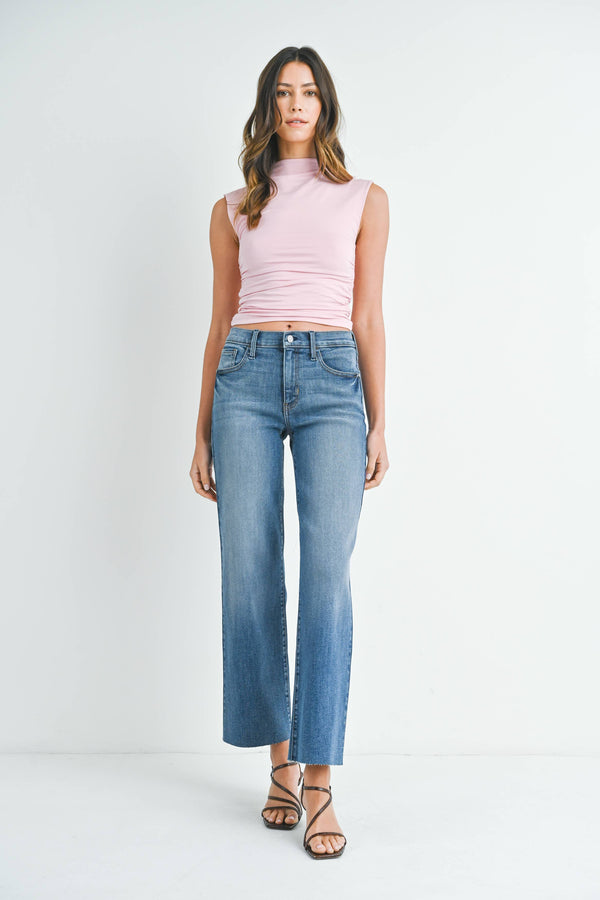 Slim Palazzo w/ Cut Hem Denim