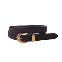 Suede Belt with Curved Gold Buckle