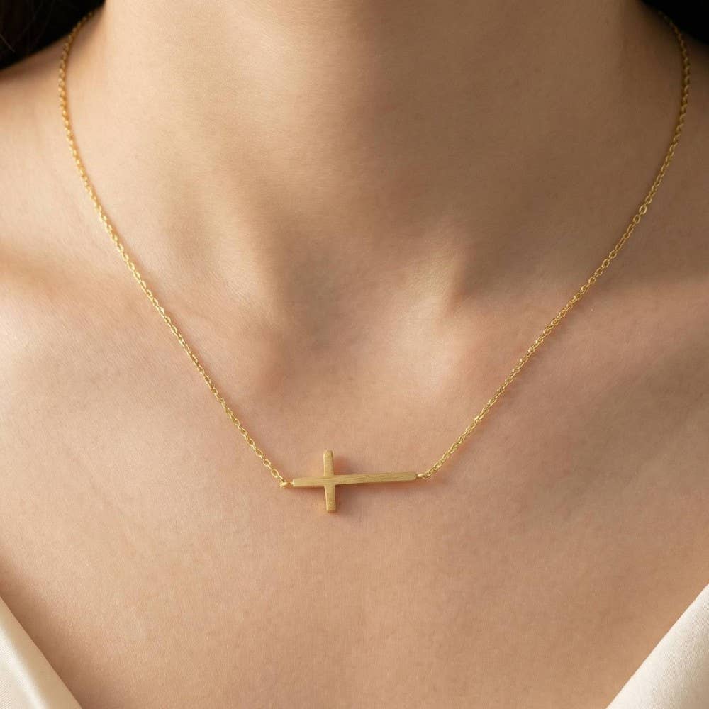 Side Cross Pendant Necklace