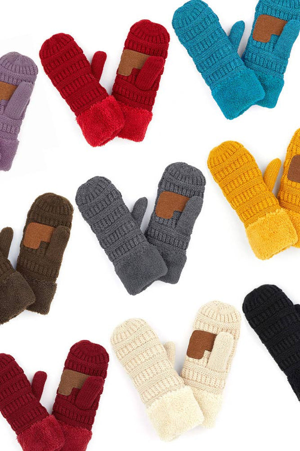 C.C Solid Knitted Mittens