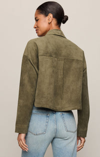 Z Supply All Day Cropped Suede Jacket -Olive