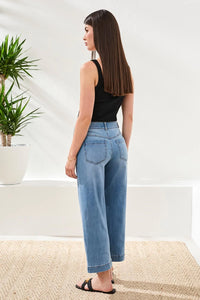 Tribal Wide Crop Jeans-Coastal Blue