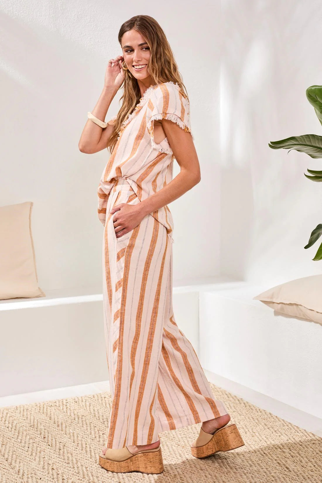 Tribal Pull On Flowy Wide Pant