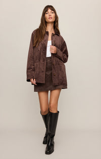 Z Supply Perri Suede Mini Skirt-Chocolate