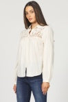 Lace Insert  Button-Up-Ivory