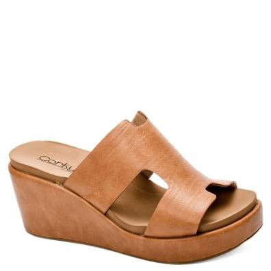 Corkys Pucker Up Slide Wedge Sandal-Cognac