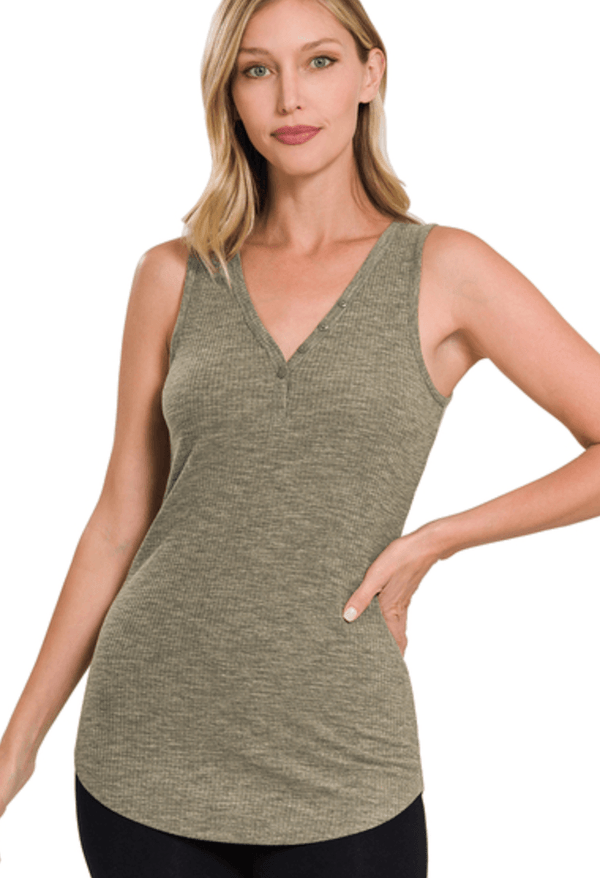 Ribbed Henley Tank