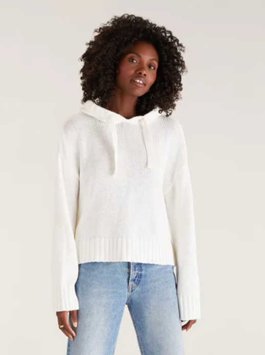 Zsup Crop Hooded Sweater-White