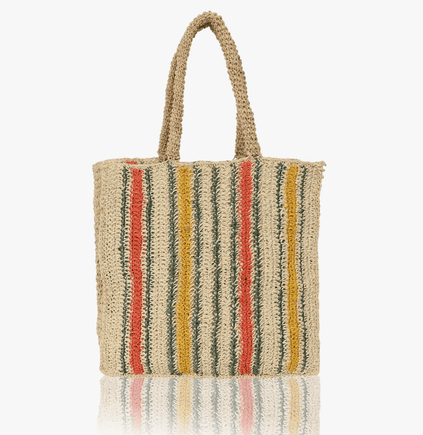 C&L Orange/Yellow Stripes Jute Tote