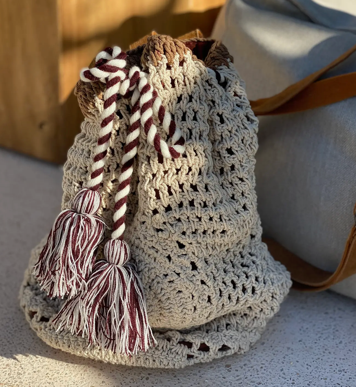 C&L Crocheted Backpack with Tassels
