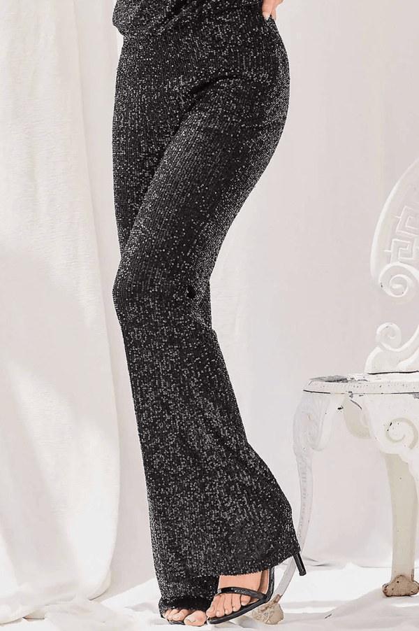 MS Straight Sequin Pant-Black