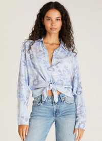 Zsup Floral Button up Top-Blue