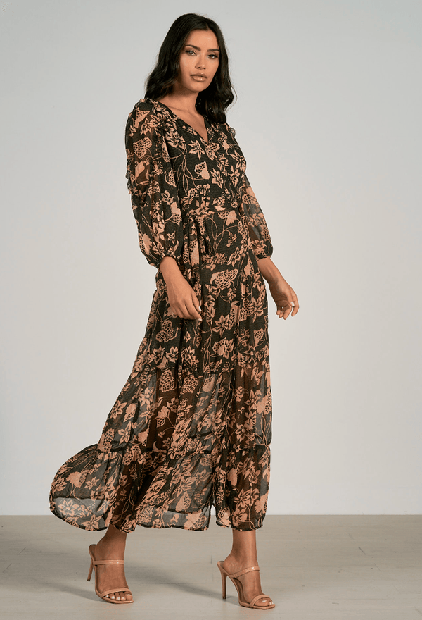 ELN Long Sleeve  Floral Maxi