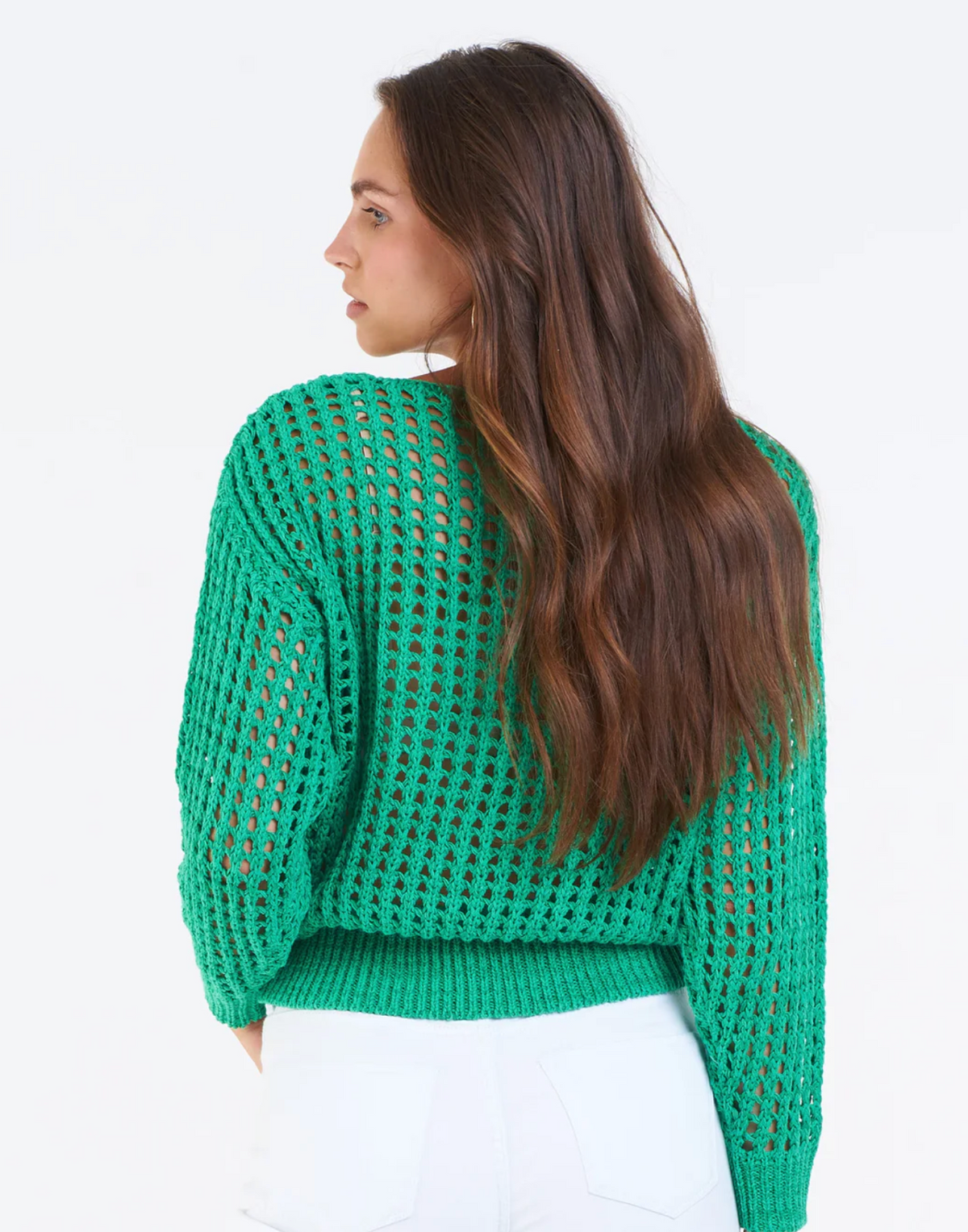 Open Knit Sweater Green