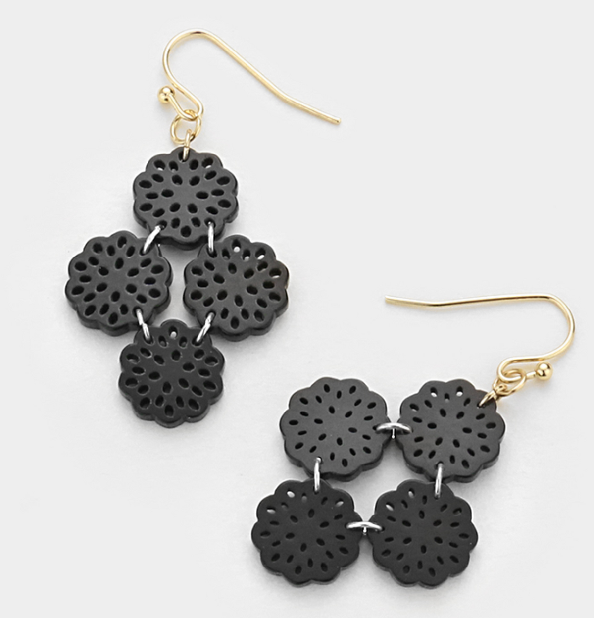 WT Black Mini Medallion Earrings