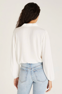 Zsup Tie Waist Crepe Blouse-Ivory