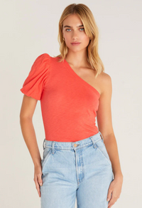 Zsup One Shoulder Top-Coral