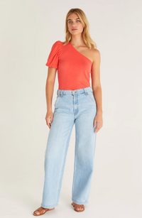 Zsup One Shoulder Top-Coral