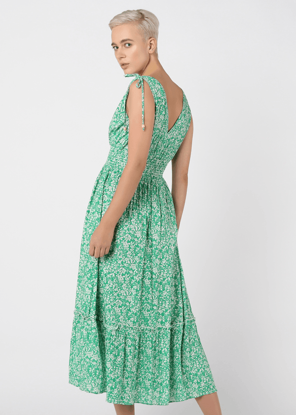 Dex Floral Print Dress-Green