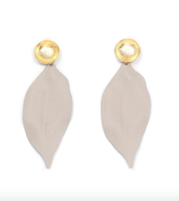 JEN Beige Leaf Enamel Earring