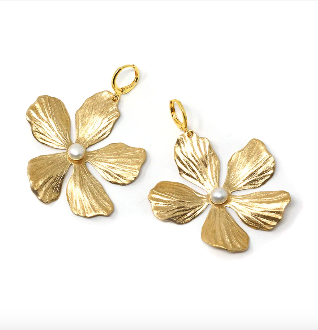 JEN Gold/Pearl Flower Earring