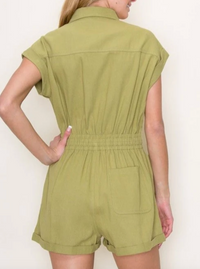 STC Collared Romper-Apple Green