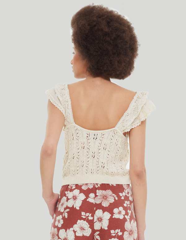 DEX Crochet Sweater Tank-Oatmeal
