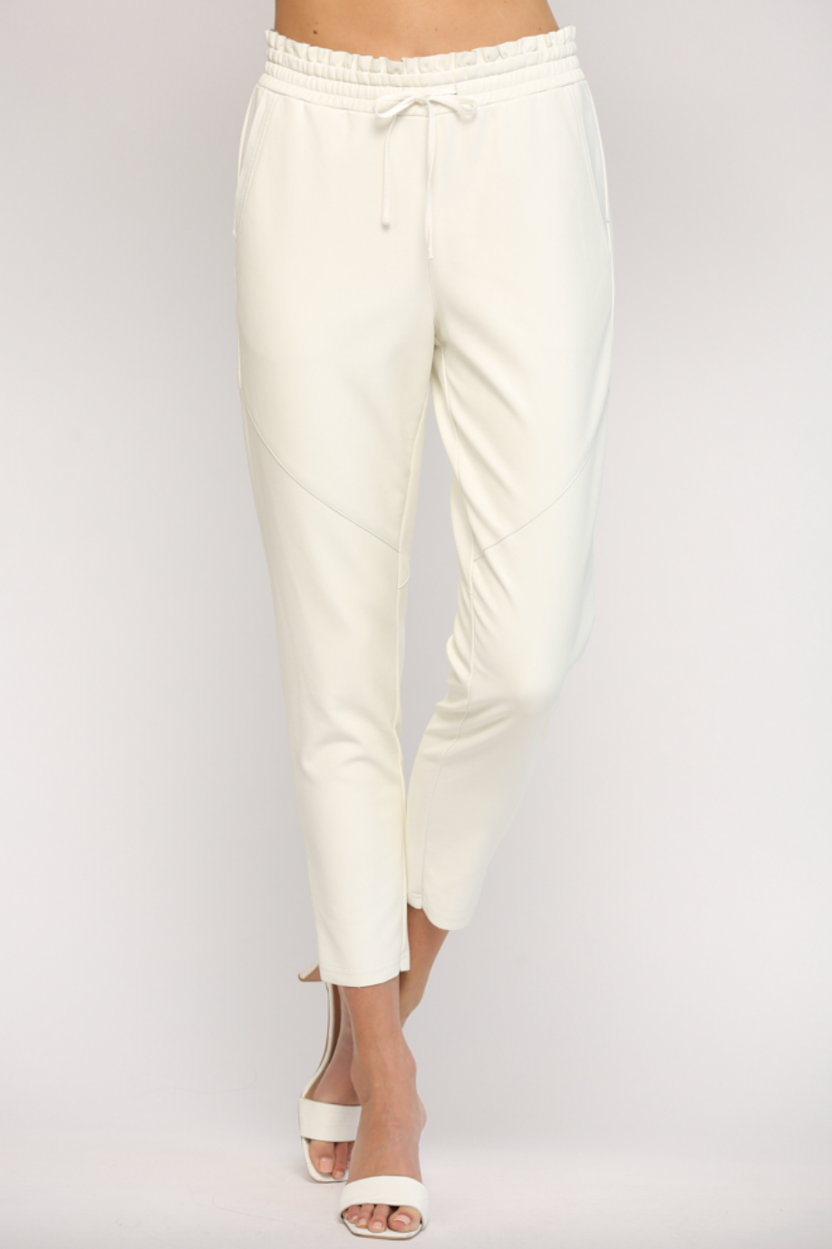 Fate Cinched Waist Leather Pant-White FP8674 – Style Niche Boutique