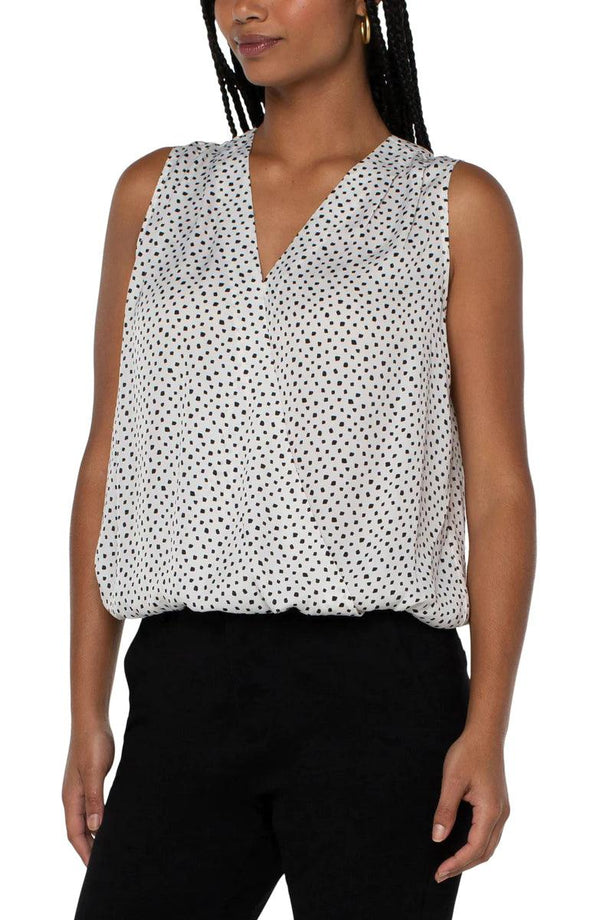 LVRP Slvls V-Neck Blouse-Square Dot Mini